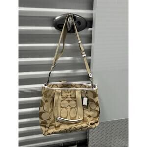 Coach Kyra Shoulder Bag Convertible Tote Beige Cream Signature Canvas F18855